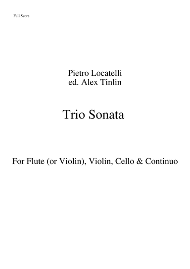 Trio Sonata for Flute, Violin, and Continuo (arr. Alex Tinlin)