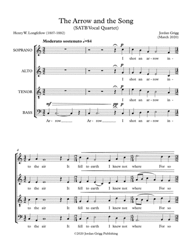 The Arrow and the Song (SATB Vocal Quartet)