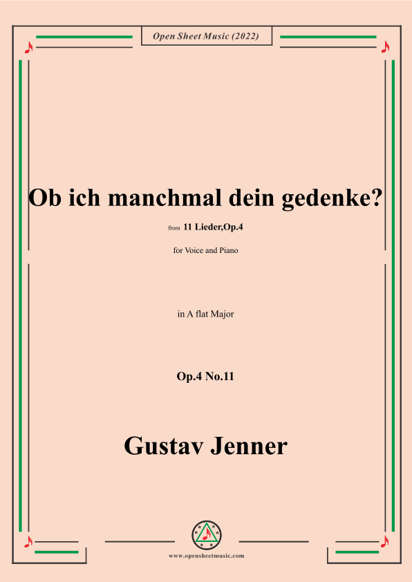 Jenner-Ob ich manchmal dein gedenke?,in A flat Major,Op.4 No.11 (arr. OSM Press)