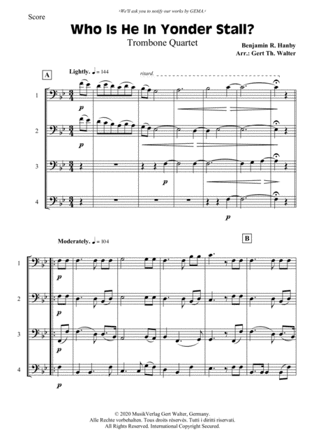 Who Is He In Yonder Stall? (arr. Gert Th. Walter)