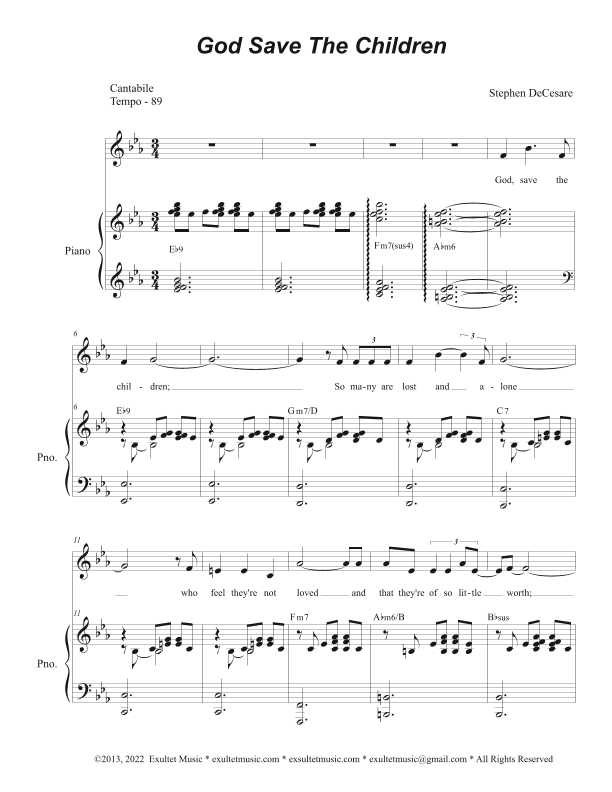 God Save The Children (Vocal solo - Medium Key)