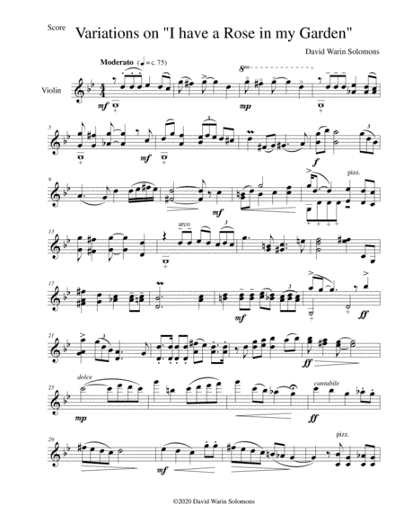 Variations on There is a rose in my garden for violin solo