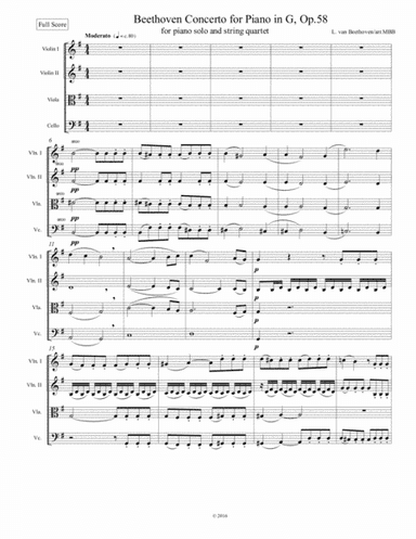 Concertos for Five Beethoven Piano Concerto in G maj 1st Mvnt. String score only (arr. Michael Bomier)