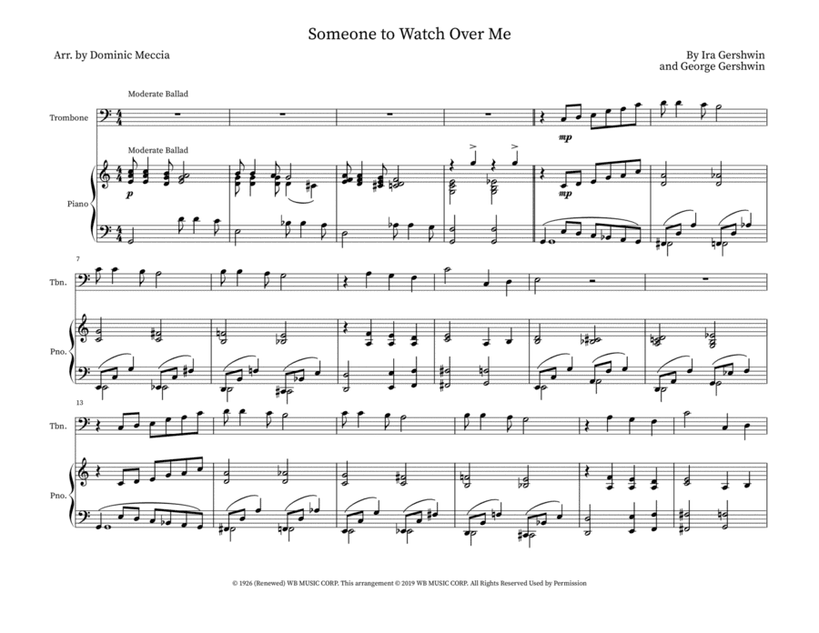 Someone To Watch Over Me (arr. Dominic Meccia)