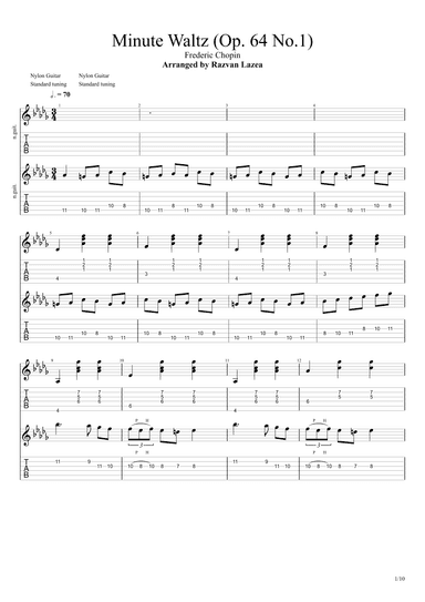 Chopin - Minute Waltz - Guitar Duet (arr. Razvan Lazea)