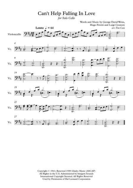 Can't Help Falling In Love (arr. Tim Cais)