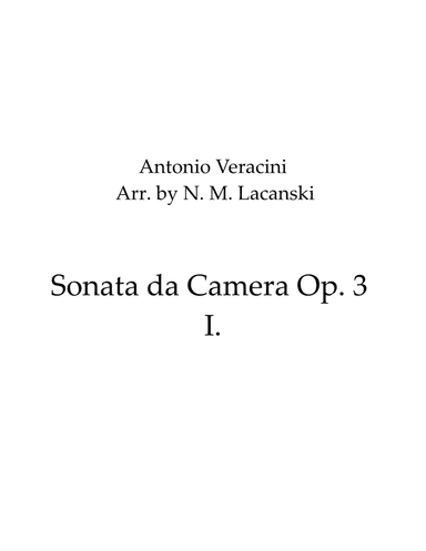 Sonata da Camera Op. 3 I. (arr. Nick Lacanski)