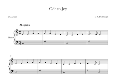 ode to joy easy piano sheet music in C (arr. Arezzo Music)