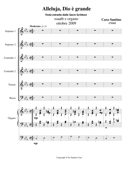 Alleluja, Dio è grande - Choir SSAATB and organ