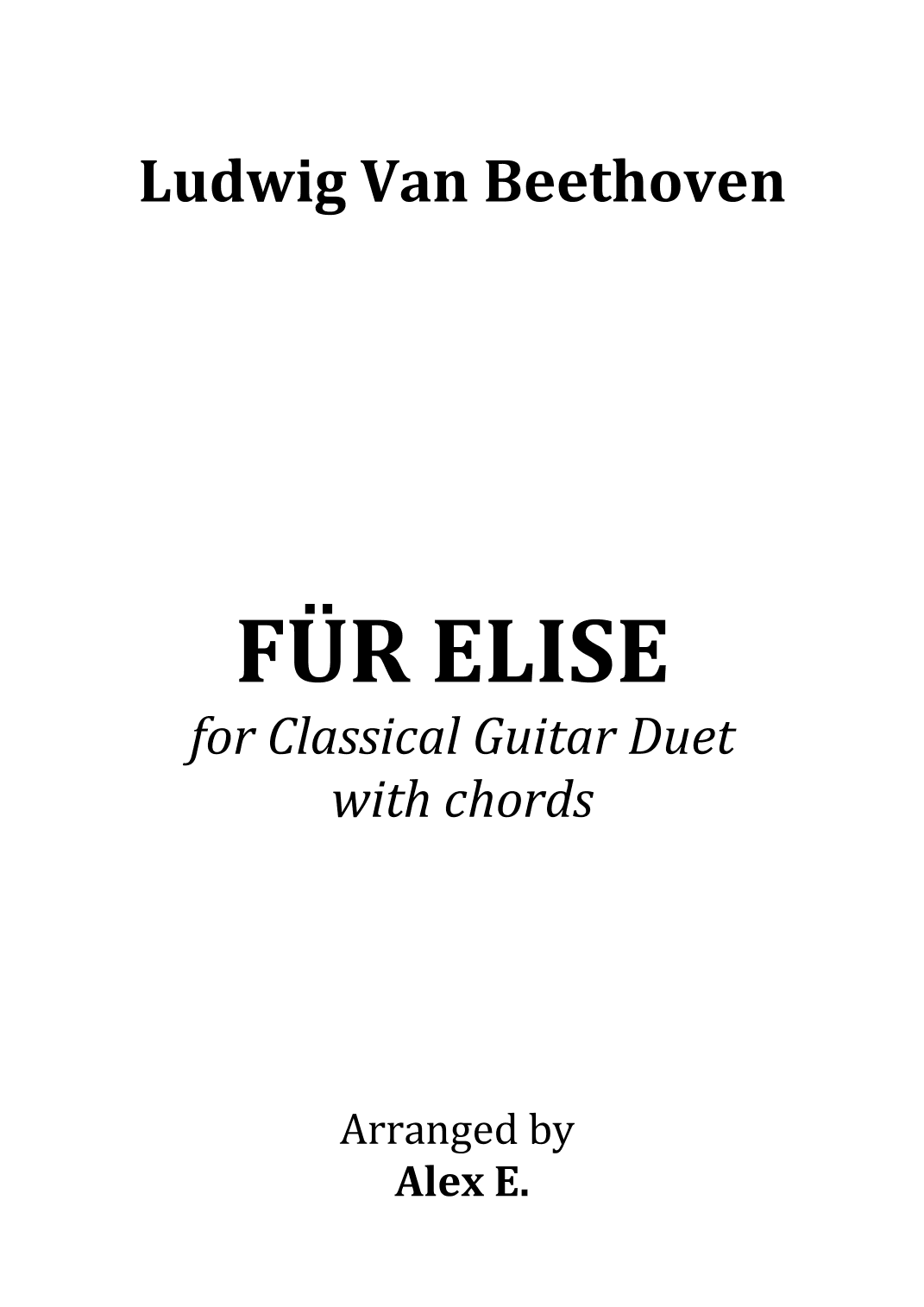 Für Elise - for Classical Guitar Duet with chords (arr. Alex E.)