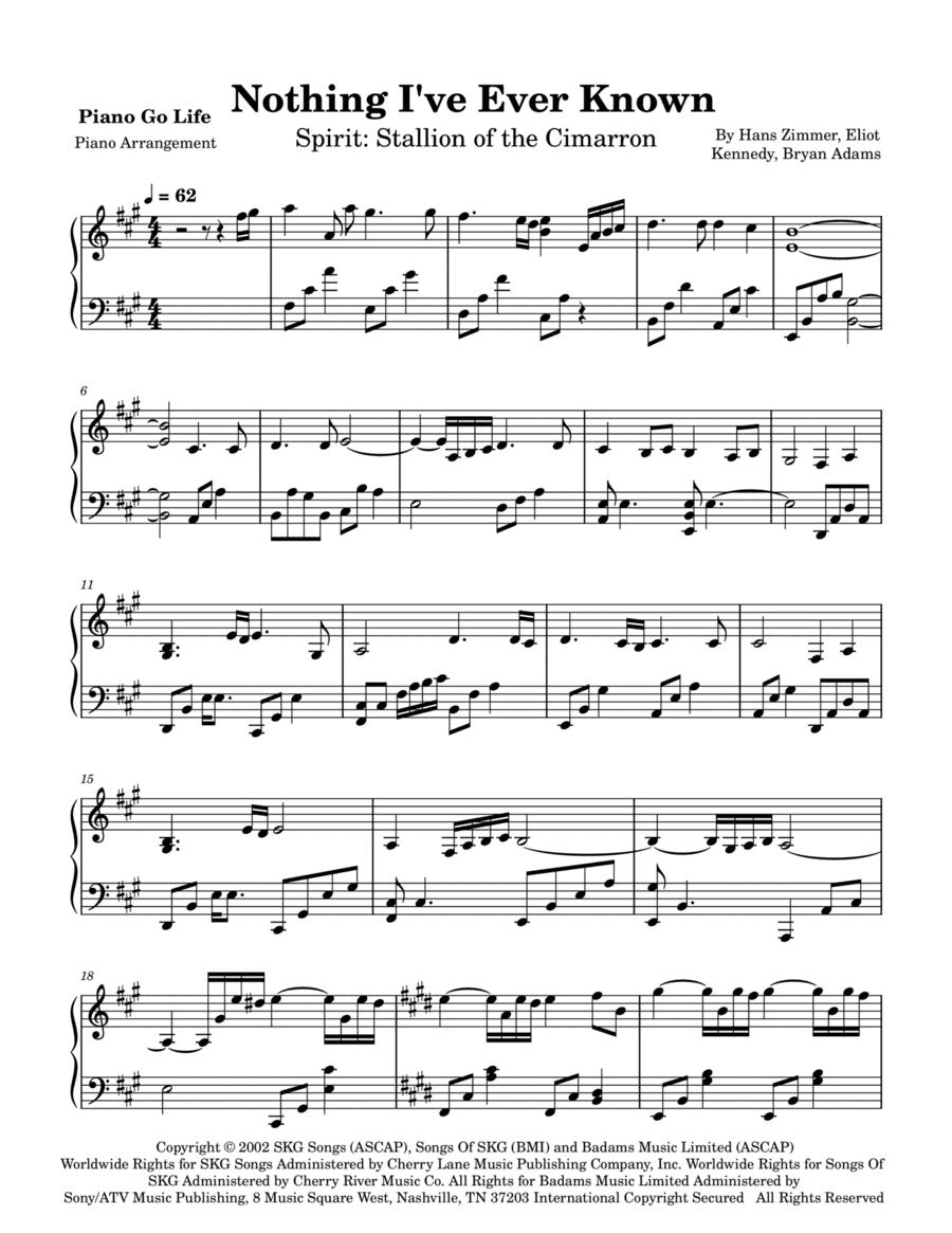 Nothing I've Ever Known (arr. Piano Go Life)