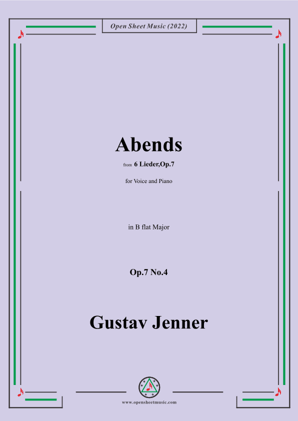 Jenner-Abends,in B flat Major,Op.7 No.4 (arr. OSM Press)