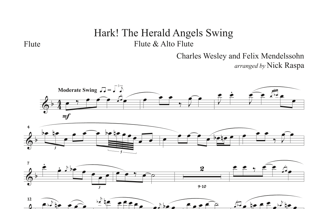 Hark! The Herald Angels Swing (Flute & Alto Flute) Flute part (arr. Nick Raspa)
