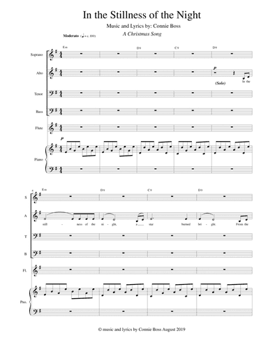 In the Stillness of the Night - Christmas song - SATB with either flute, cello, violin or french hor
