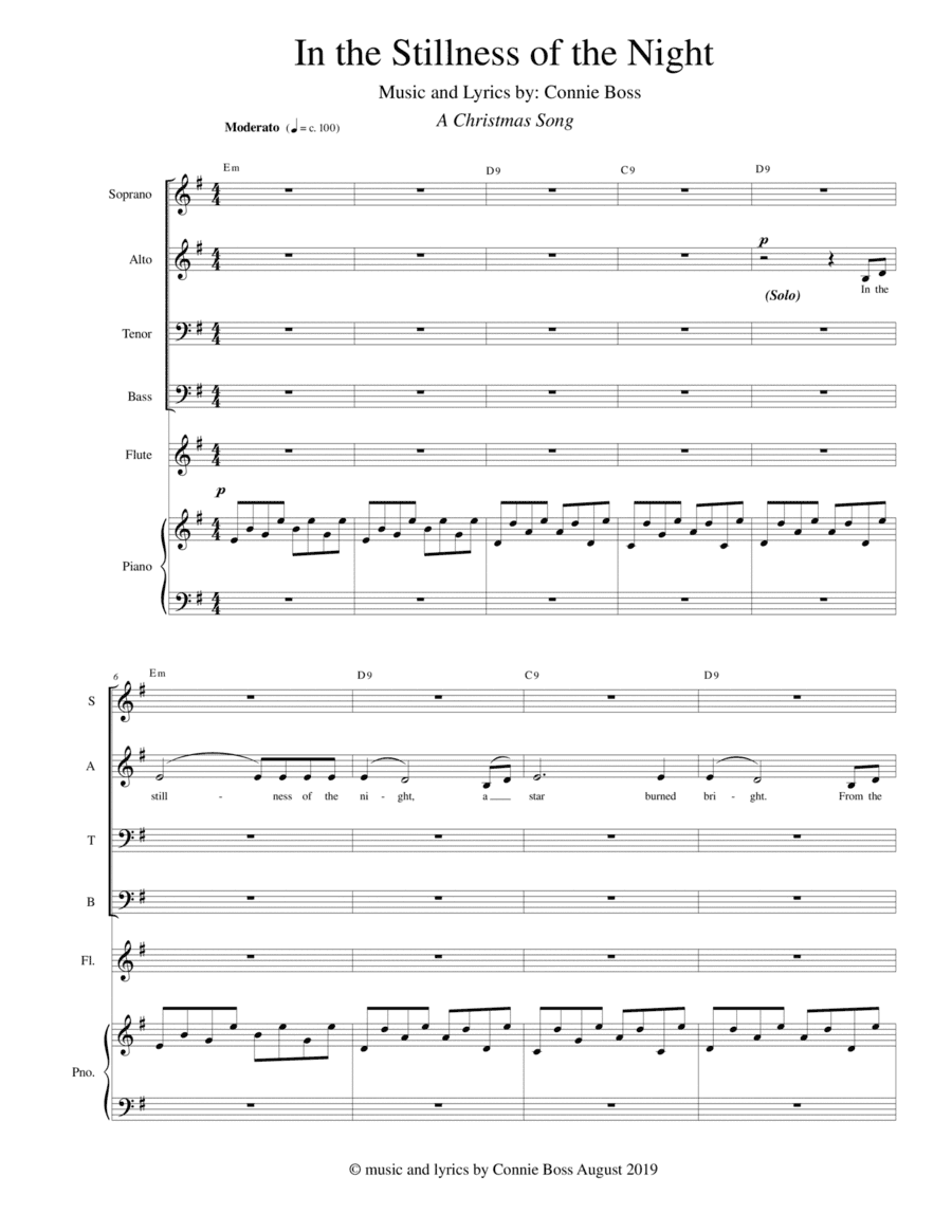 In the Stillness of the Night - Christmas song - SATB with either flute, cello, violin or french hor