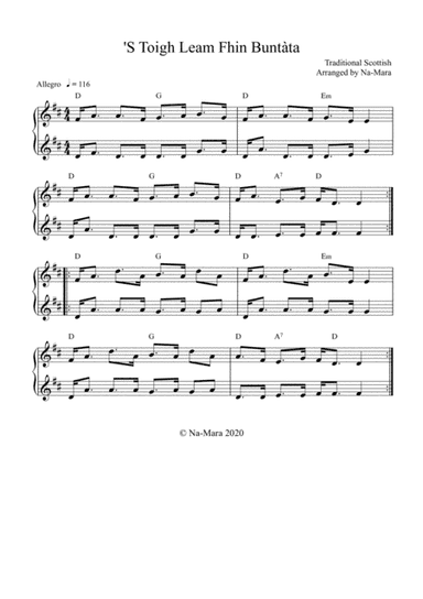 'S Toigh Leam Fhìn Buntàta - Arranged by Na-Mara (arr. Na-Mara)