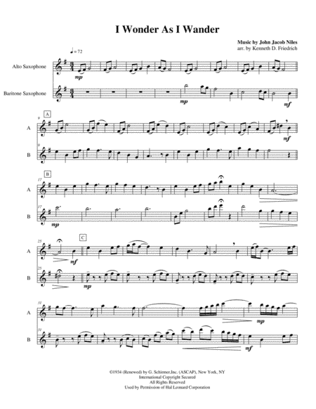 I Wonder As I Wander (arr. Kenneth D. Friedrich)