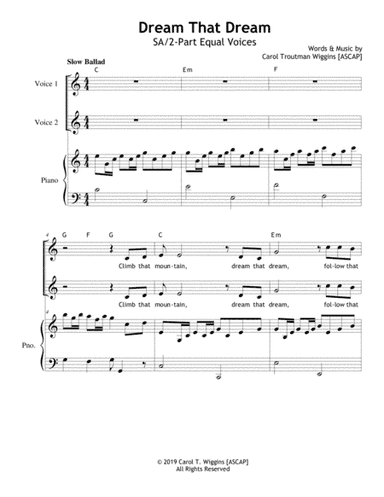 Dream That Dream (SA/2-Part)