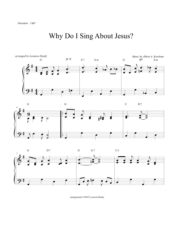 Why Do I Sing About Jesus Ragtime (arr. Leonora Hardy)