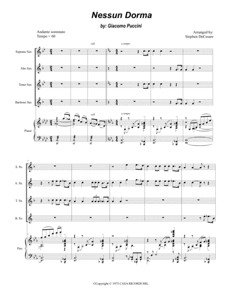 Nessun Dorma (arr. Stephen DeCesare)