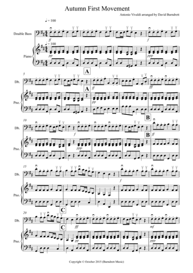 Autumn "Four Seasons" for Double Bass and Piano (arr. David Burndrett)