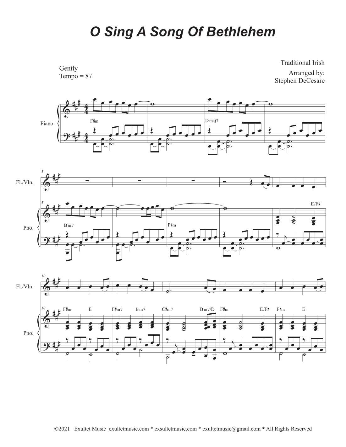 O Sing A Song Of Bethlehem (Flute or Violin solo and Piano) (arr. Stephen DeCesare)