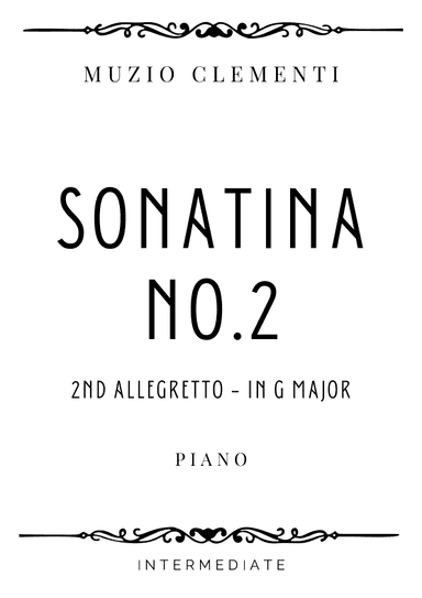 Clementi - 2nd Allegretto from Sonatina No.2 in G Major - Intermediate (arr. Piacere Music Sheets)