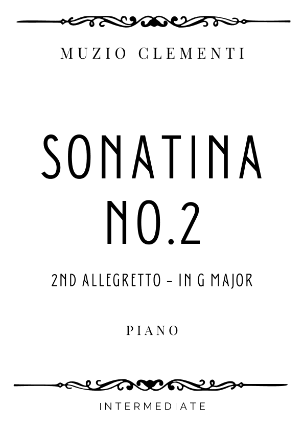 Clementi - 2nd Allegretto from Sonatina No.2 in G Major - Intermediate (arr. Piacere Music Sheets)