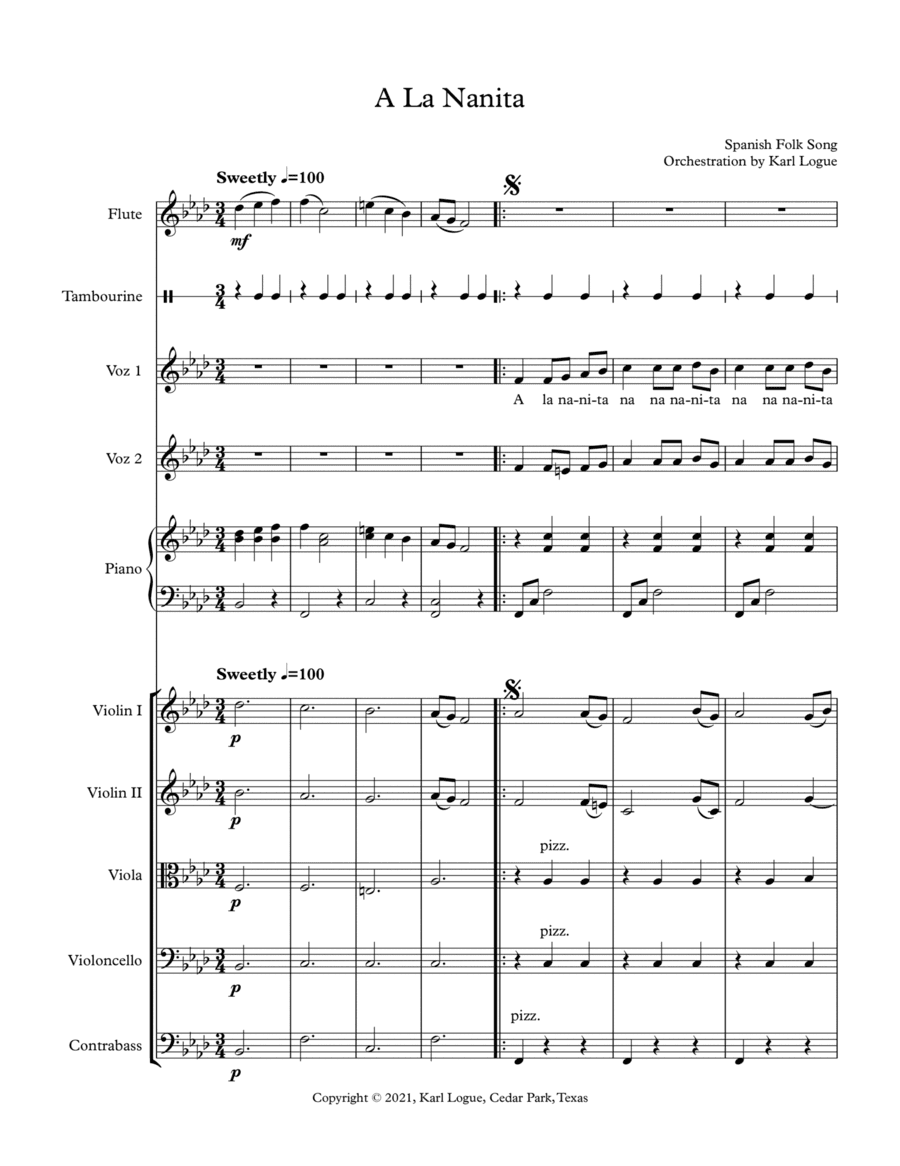 A La Nanita (Score and Parts) (arr. Karl Logue)