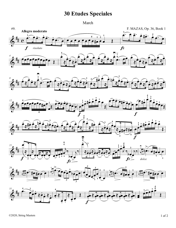 Mazas 75 Melodious & Progressive Studies Op 36, Book 1, No.09 (arr. String Masters)