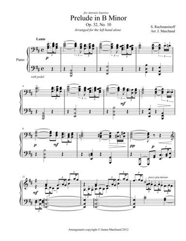 Rachmaninoff Prelude in B Minor, arr. for the left hand alone (arr. James Marchand)