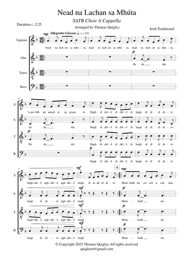 Nead na Lachan sa Mhúta (SATB a cappella) (arr. Thomas Quigley)