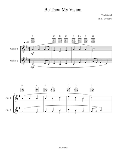 Be Thou My Vision (Guitar Duet or Trio) (arr. B. C. Dockery)