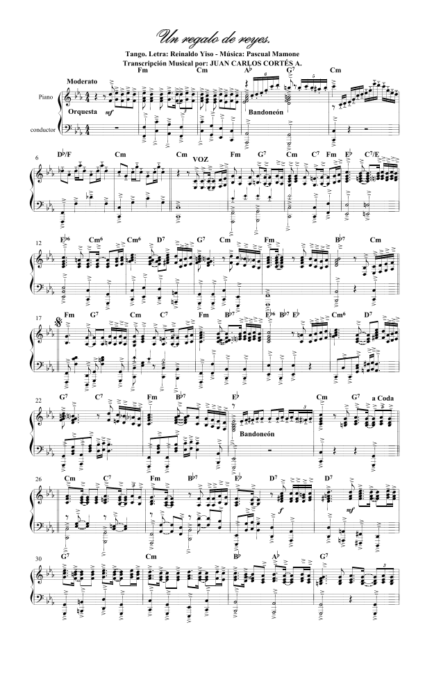 Un regalo de Reyes. Tango por Reinaldo Yiso y Pascual Mamone (arr. Juan Carlos Cortés Aguirre)