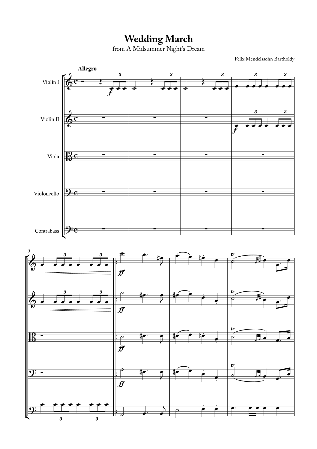Wedding March - Short Version (arr. Karen Gueiros)