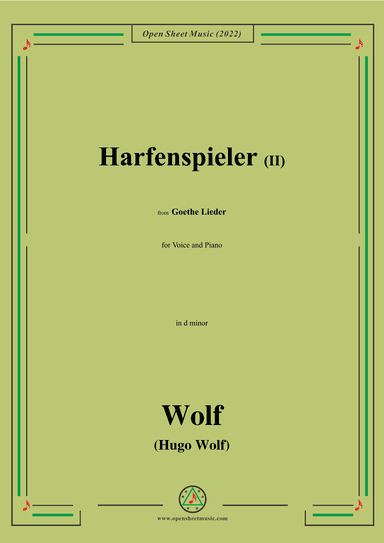 Wolf-Harfenspieler II,in d minor,IHW10 No.2 (arr. OSM Press)