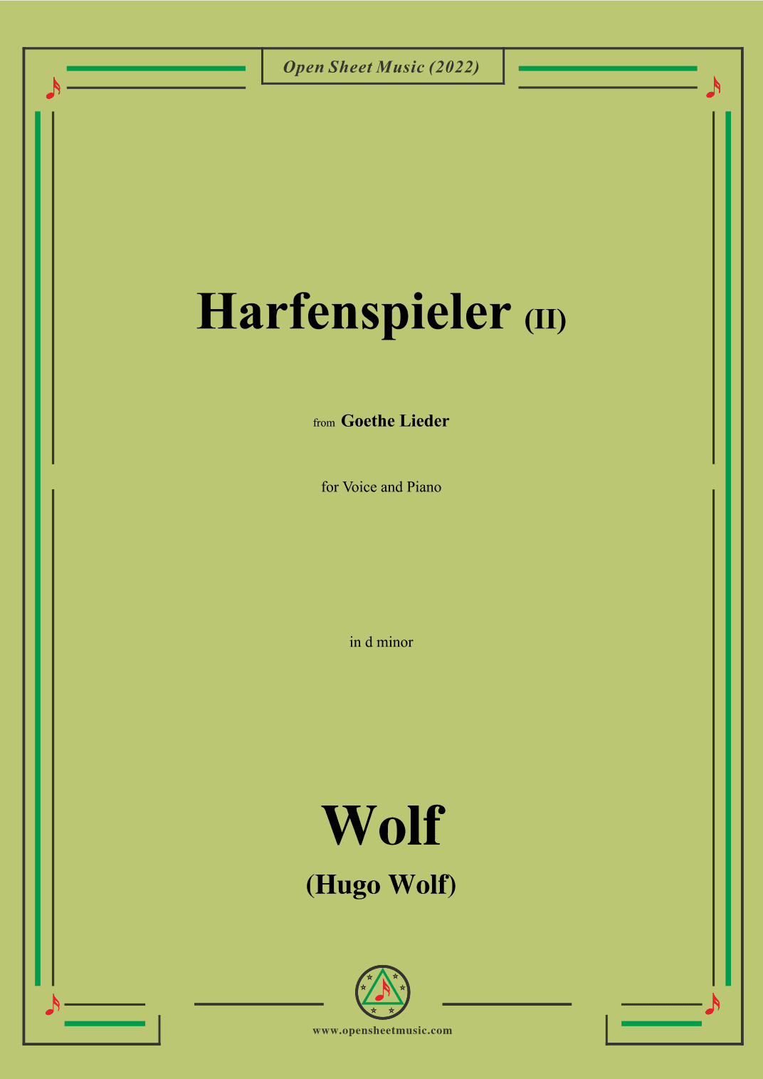 Wolf-Harfenspieler II,in d minor,IHW10 No.2 (arr. OSM Press)