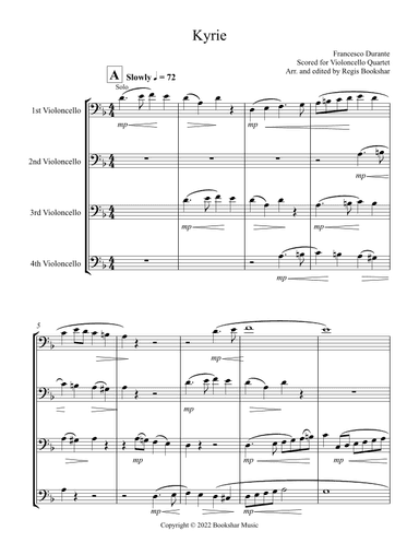 Kyrie (Durante) (Violoncello Quartet) (arr. Regis Bookshar)