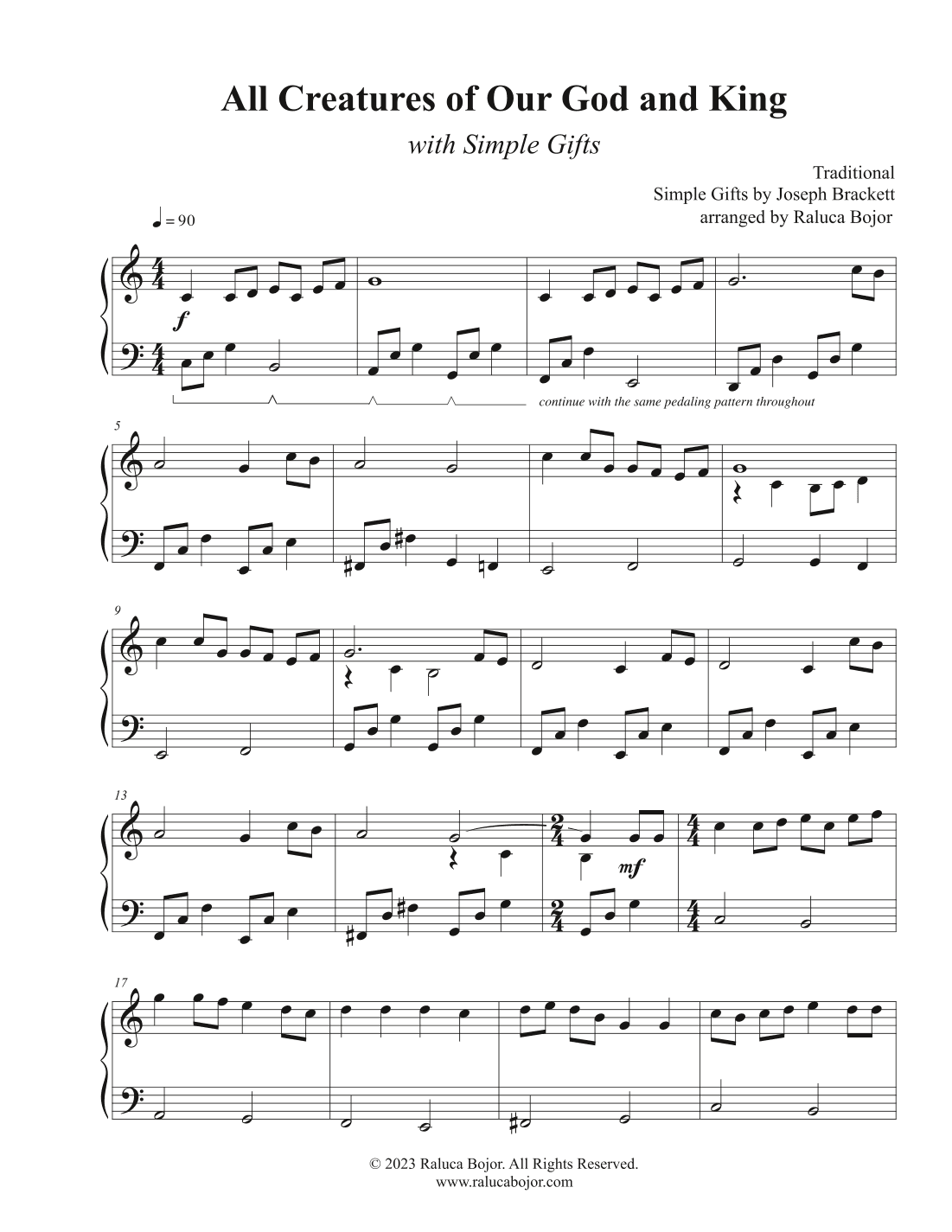 All Creatures of Our God and King (with Simple Gifts) (arr. Raluca Bojor)