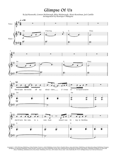 Glimpse Of Us (arr. Henrique F Mangoni)