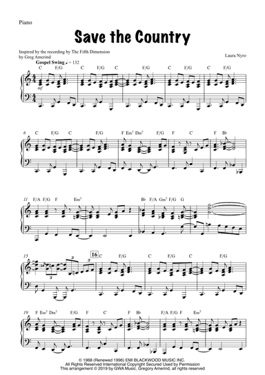 Save The Country (arr. Gregory Amerind)