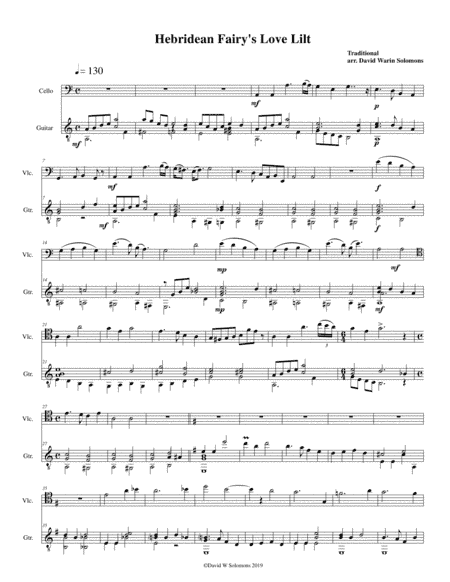 Hebridean fairy's love song (Tha Mi sgith) arranged for cello and guitar (arr. David Warin Solomons)
