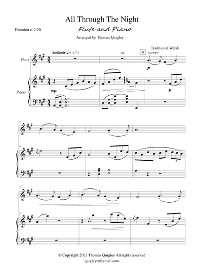 All Through the Night (arr. Thomas Quigley)