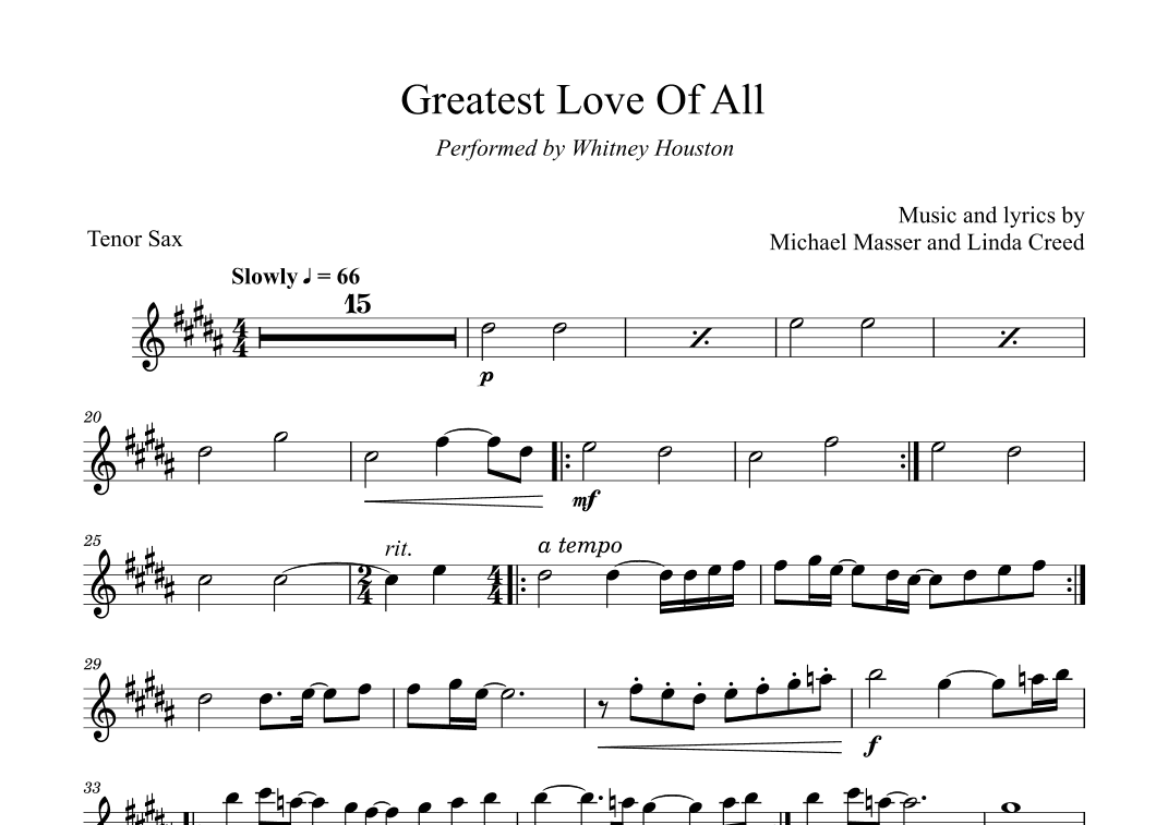The Greatest Love Of All (arr. David Lartey)