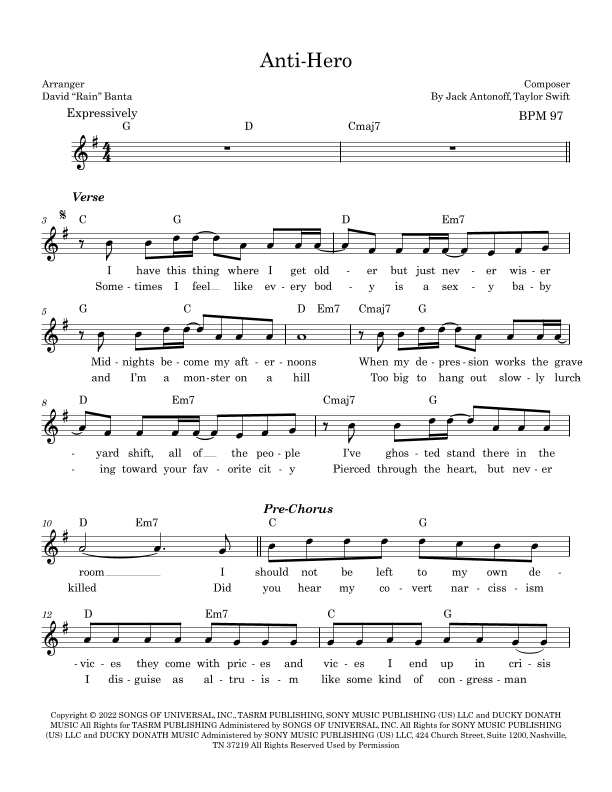 Anti-hero (arr. David "Rain" Banta)