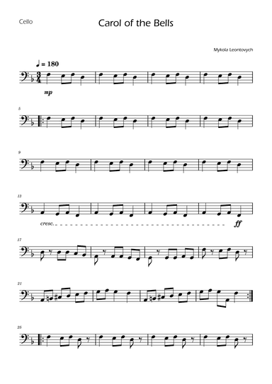 Carol of the Bells - Cello Solo w/ Piano (arr. Ygor Nunes)