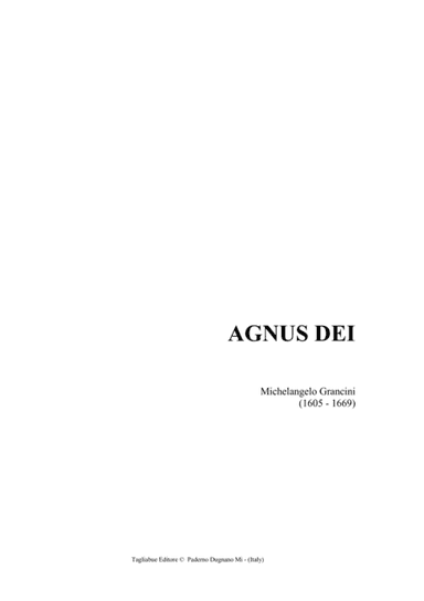 AGNUS DEI - Grancini M. - For SATB Choir (arr. Renato Tagliabue)