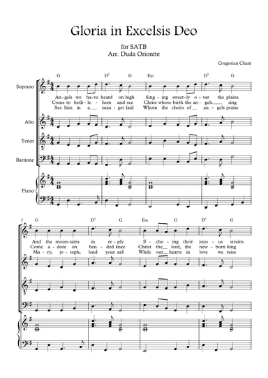 Gloria in excelsis Deo (G major - with chords - with piano - 4 staff) (arr. Duda Oriontte)