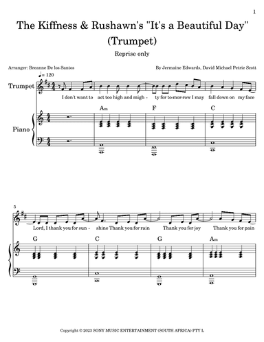 It's A Beautiful Day (reprise) (arr. Breanne De los Santos)