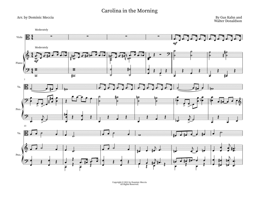 Carolina in the Morning (arr. Dominic Meccia)
